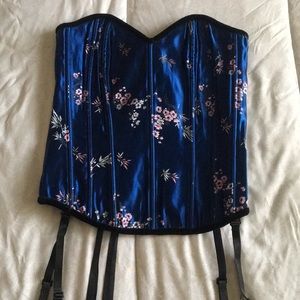 Royal blue satin floral corset